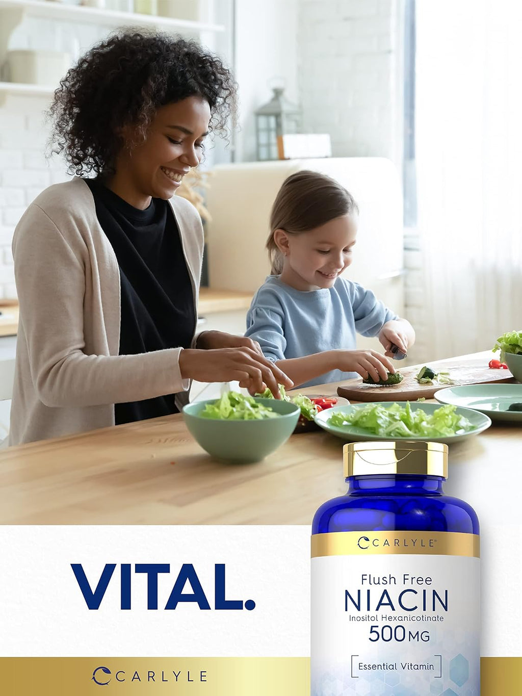 Carlyle Niacina Sin Rubor 500mg (400 mg Niacina + 100 mg Inositol) - 220 Cápsulas