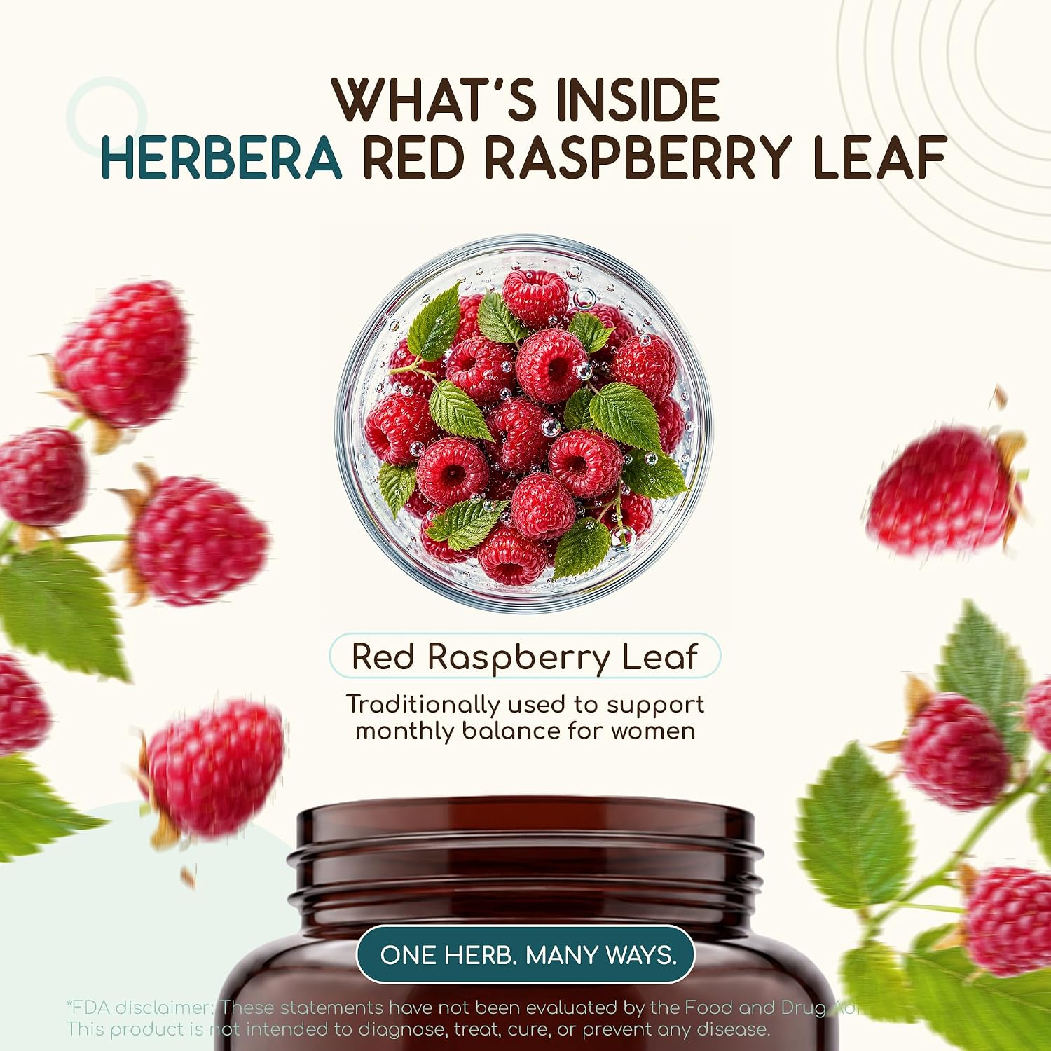 HerbEra Hojas de Frambuesa Roja Orgánicas – Bienestar Femenino, Rubus Idaeus, 60 Cápsulas Veganas