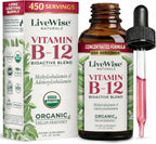 Vitamin B12 1000 mcg Organic Liquid Sublingual - Methylcobalamin & Adenosylcobalamin - 2 fl oz (1 Year Supply)