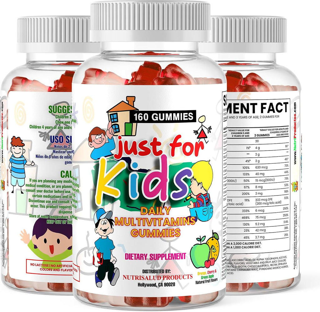 Children's Multivitamin Gummies - 160 Gummies, Natural Fruit Flavors - Nutrisalud
