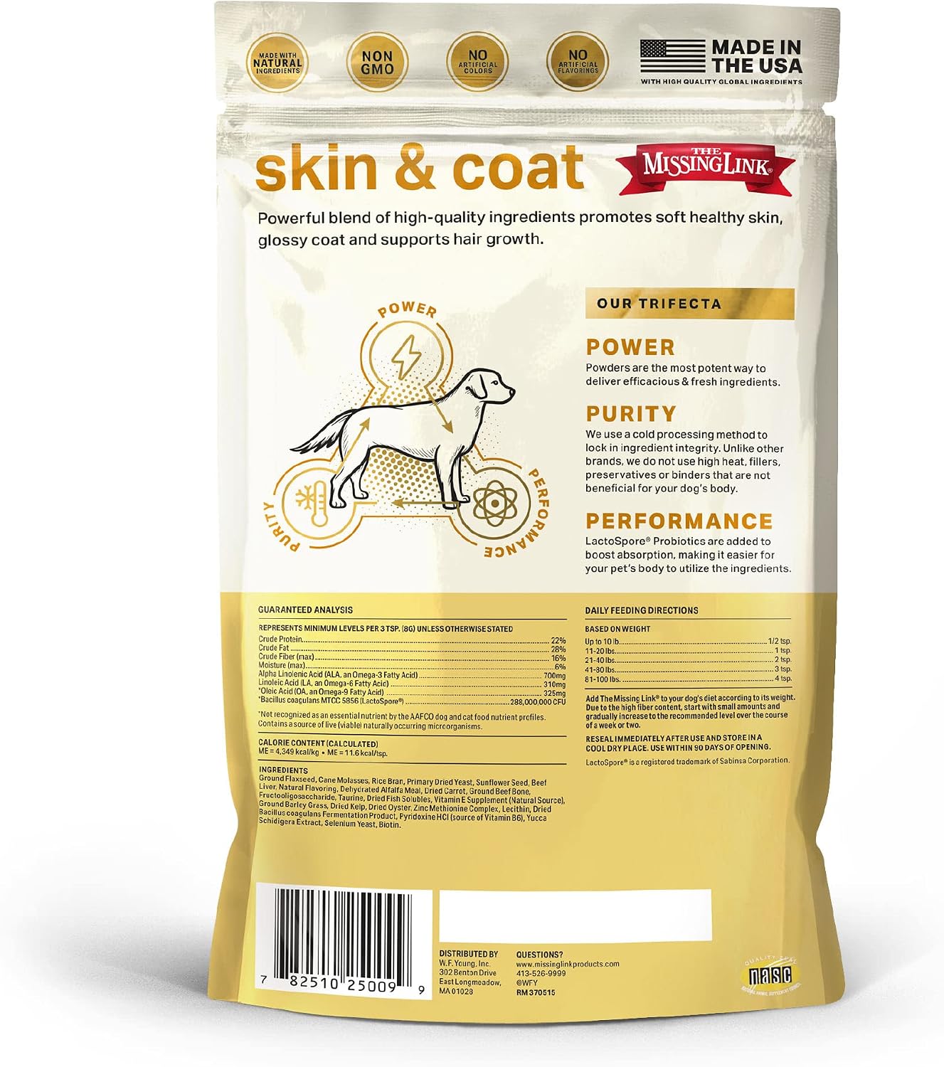 The Missing Link Skin & Coat + Probiotics 454g - Suplemento en polvo para perros