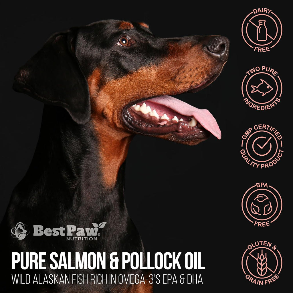 Alaskan Wild Salmon Oil for Dogs - Liquid Omega 3 with Pump - 236 ml