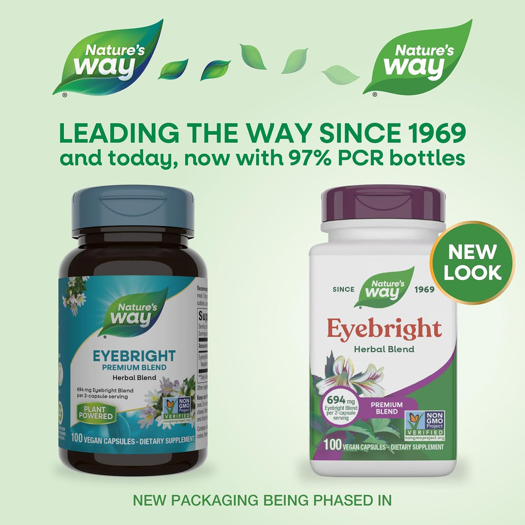 Nature's Way Eyebright Herb Premium Blend - Suplemento Herbal Vegano, 100 Cápsulas