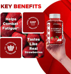 Vitamatic Complejo B en Gominolas con Vitamina C e Inositol - Sabor Natural Fresa - 60 Gominolas
