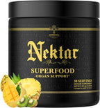 Ambrosia Superfood Organ & Cycle Support | Polvo con cardo mariano, levadura roja de arroz y CoQ10 | 13 superalimentos | 30 dosis | Sabor gominola ácida
