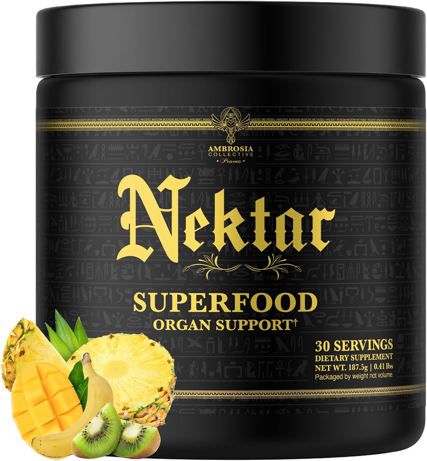 Ambrosia Superfood Organ & Cycle Support | Polvo con cardo mariano, levadura roja de arroz y CoQ10 | 13 superalimentos | 30 dosis | Sabor gominola ácida