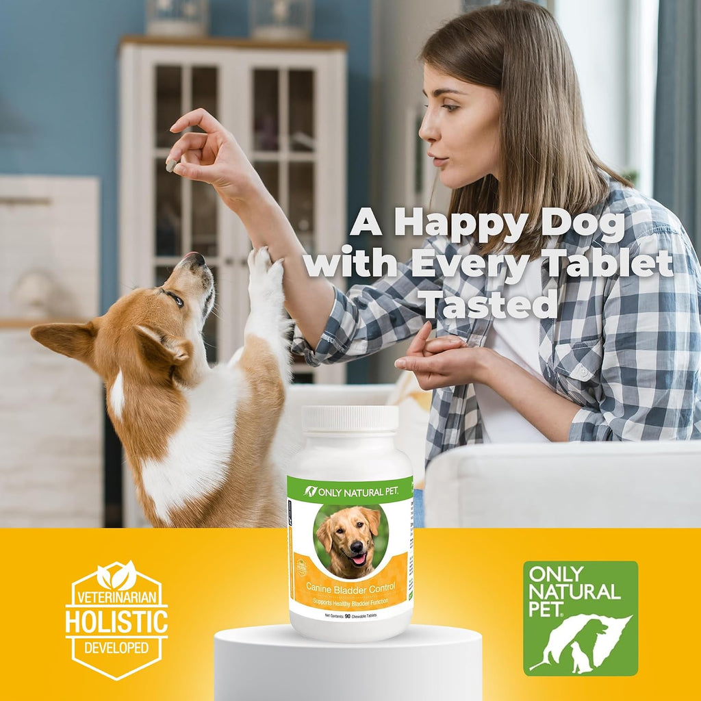 Only Natural Pet Canine Bladder Control - Suplemento para el control de la vejiga en perros - 90 comprimidos masticables (sabor a pavo natural)