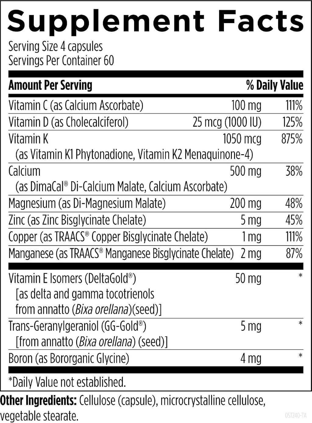 Designs for Health OsteoForce - Premium Bone Supplement with Calcium Malate, Magnesium, Zinc, Vitamins D and K - 240 Capsules