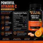 LUAL Vitamina C 500 mg Comprimidos Masticables Sabor Tropical, 200 Unidades