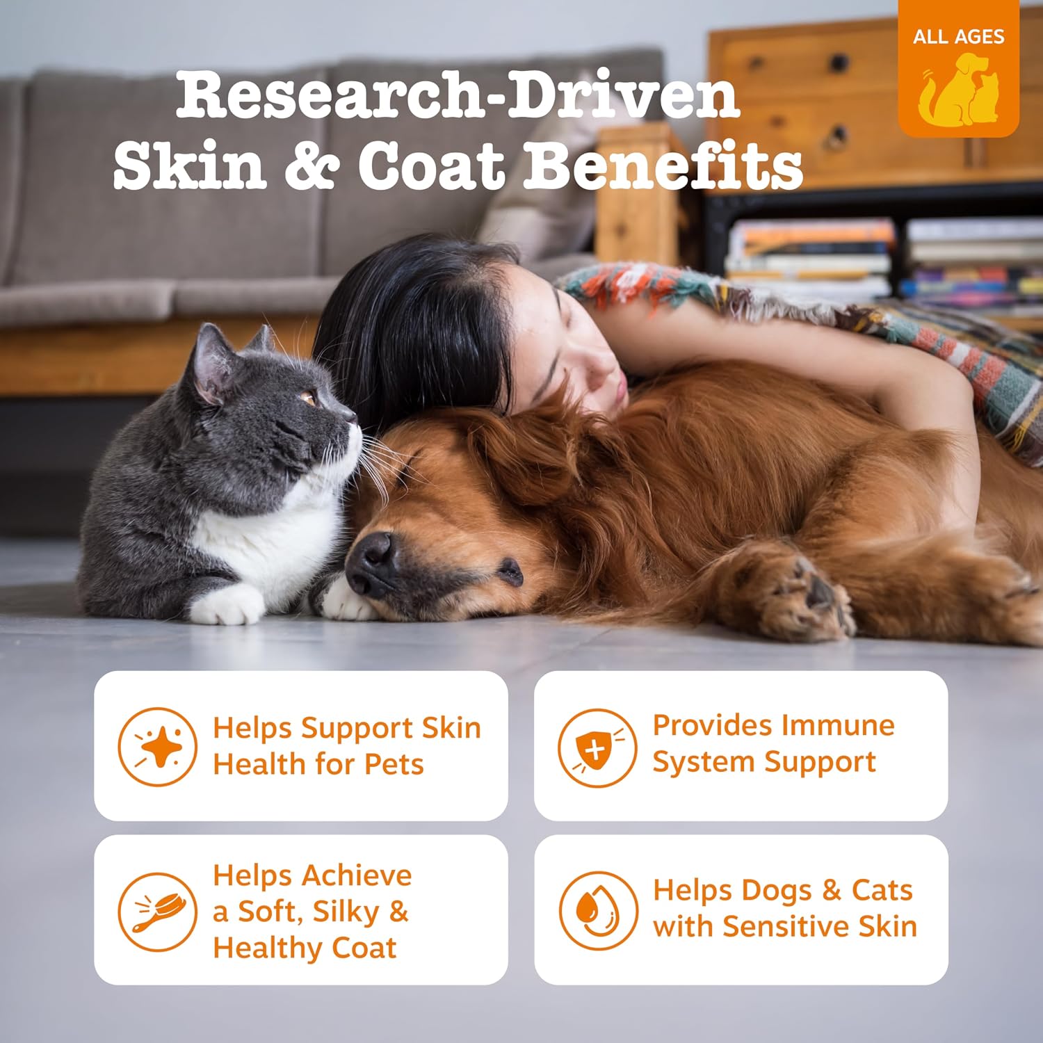 Zesty Paws Aceite de Pescado Salvaje de Alaska para Perros y Gatos - Mezcla de Abadejo y Salmón - Ácidos Grasos Omega 3 EPA y DHA - Apoya la Piel Sensible, el Pelaje y el Sistema Inmunológico - 946 ml
