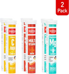 Swiss Imports Pack Variado Efervescente con Vitamina C 1000mg, Magnesio + Complejo B, Multivitamínico + Biotina (6 Paquetes, 120 Comprimidos)