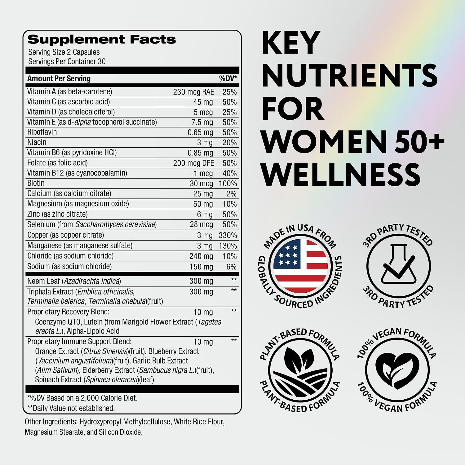 IQ BIOLOGY Multivitamínico para Mujeres 50+ con Luteína y CoQ10 - Complejo Vitamínico Vegano - 60 Cápsulas (Pack de 2)