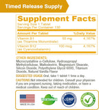 LOVITA Vitamina B1 (Tiamina) 50mg, Liberación Prolongada 8h, con Vitamina B12 100mcg, Apoyo al Metabolismo y Salud Nerviosa, 130 Comprimidos Veganos
