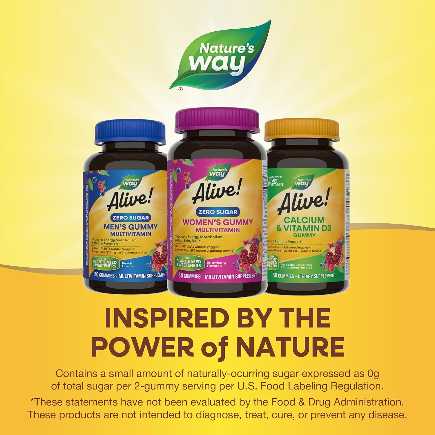 Nature's Way Alive! Zero Sugar Mujeres Multivitamínico Gomitas, Fresa, 80 Gomitas