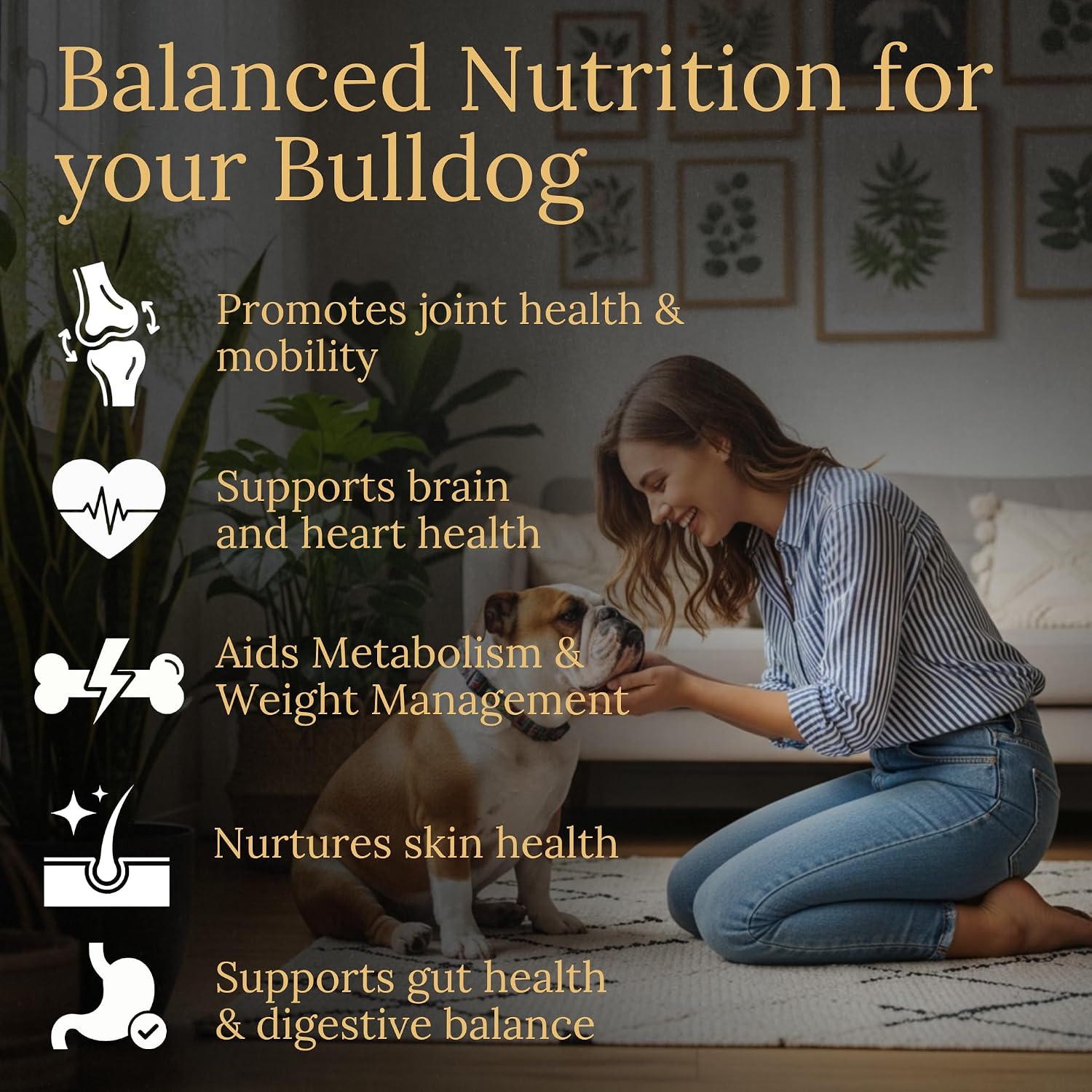 Prestige Breed Multivitamínicos para Bulldog, Nutrición Equilibrada, 90 Comprimidos, Hecho en USA con Bacon de Verdad