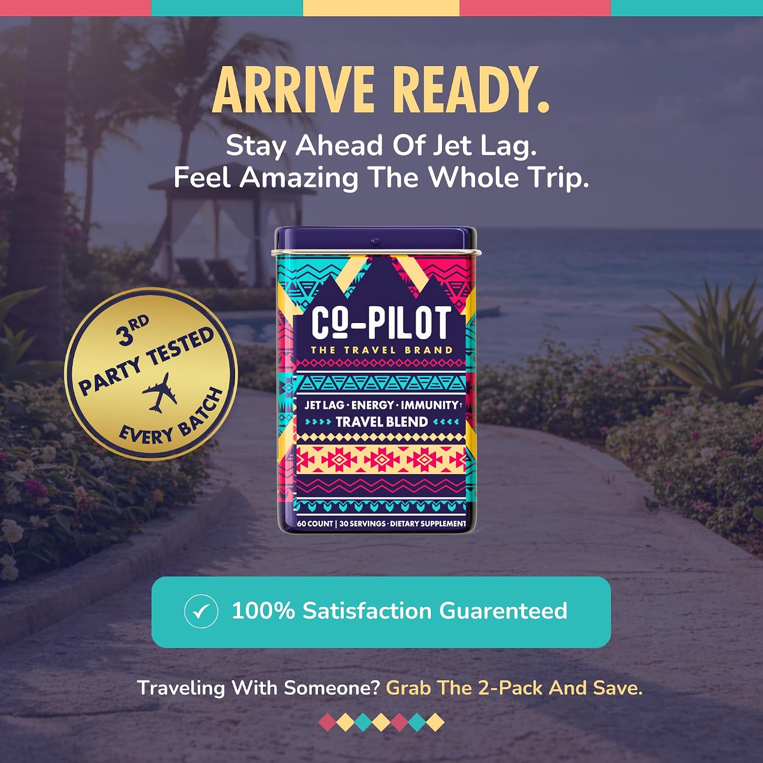 Original Travel Supplement | Co-Pilot The Travel Brand – Contra el Jet Lag, Energía e Inmunidad | 60 Cápsulas Veganas