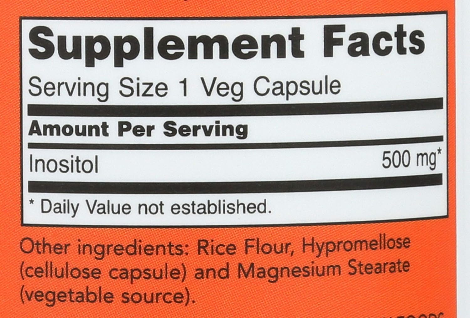 Now Foods - Inositol 500 mg, 100 Capsules
