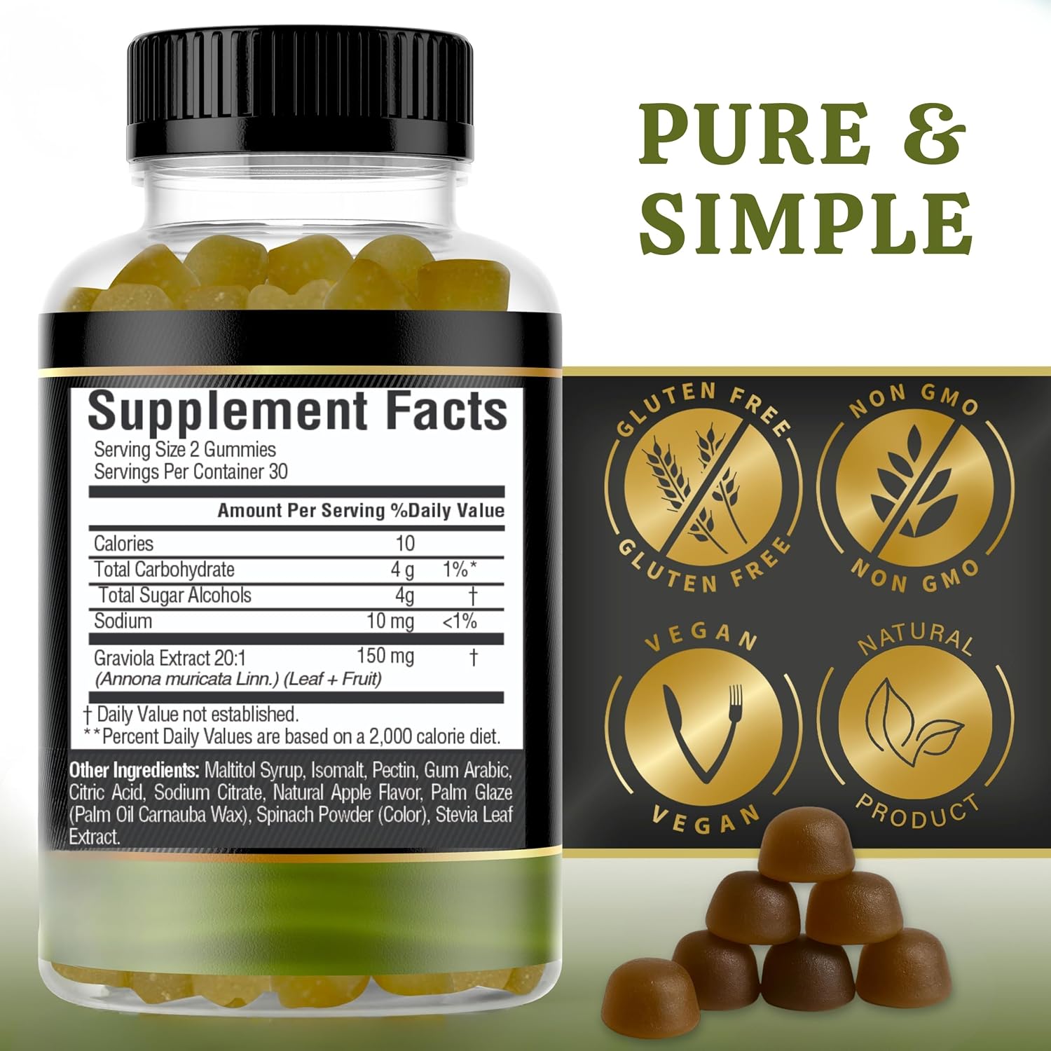 Gominolas de Graviola Soursop - 3000mg - Sin Azúcar - 60 unidades