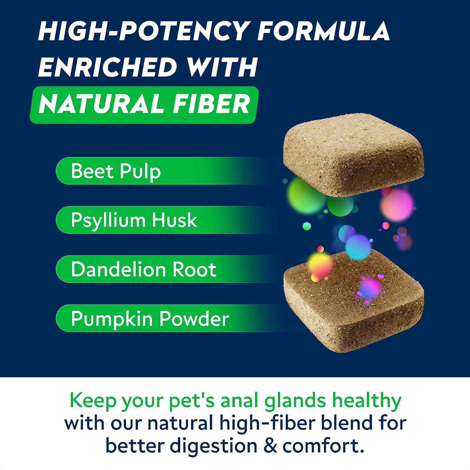 STRELLALAB Anal Gland Support Chews - Suplemento Digestivo con Fibra y Prebióticos para Perros, 120 masticables