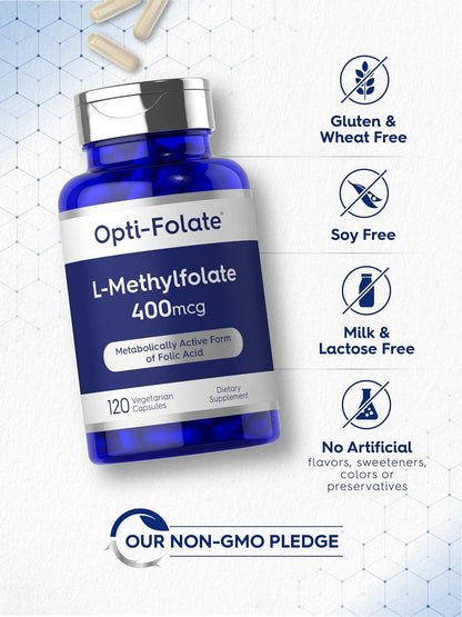 Carlyle L-Metilfolato 400 mcg | 120 Cápsulas – Reducción del cansancio y la fatiga: Al participar en la producción – Image 5