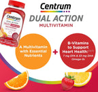 Centrum MultiGummies Multi+ Omega 3 Dual Action - Multivitamínico para adultos con omega-3, sabor fresa/limón/naranja, 110 gominolas