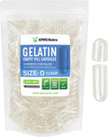 XPRS Nutra Cápsulas Vacías Tamaño 0 - 500 Cápsulas de Gelatina Transparente para Rellenar Suplementos Caseros