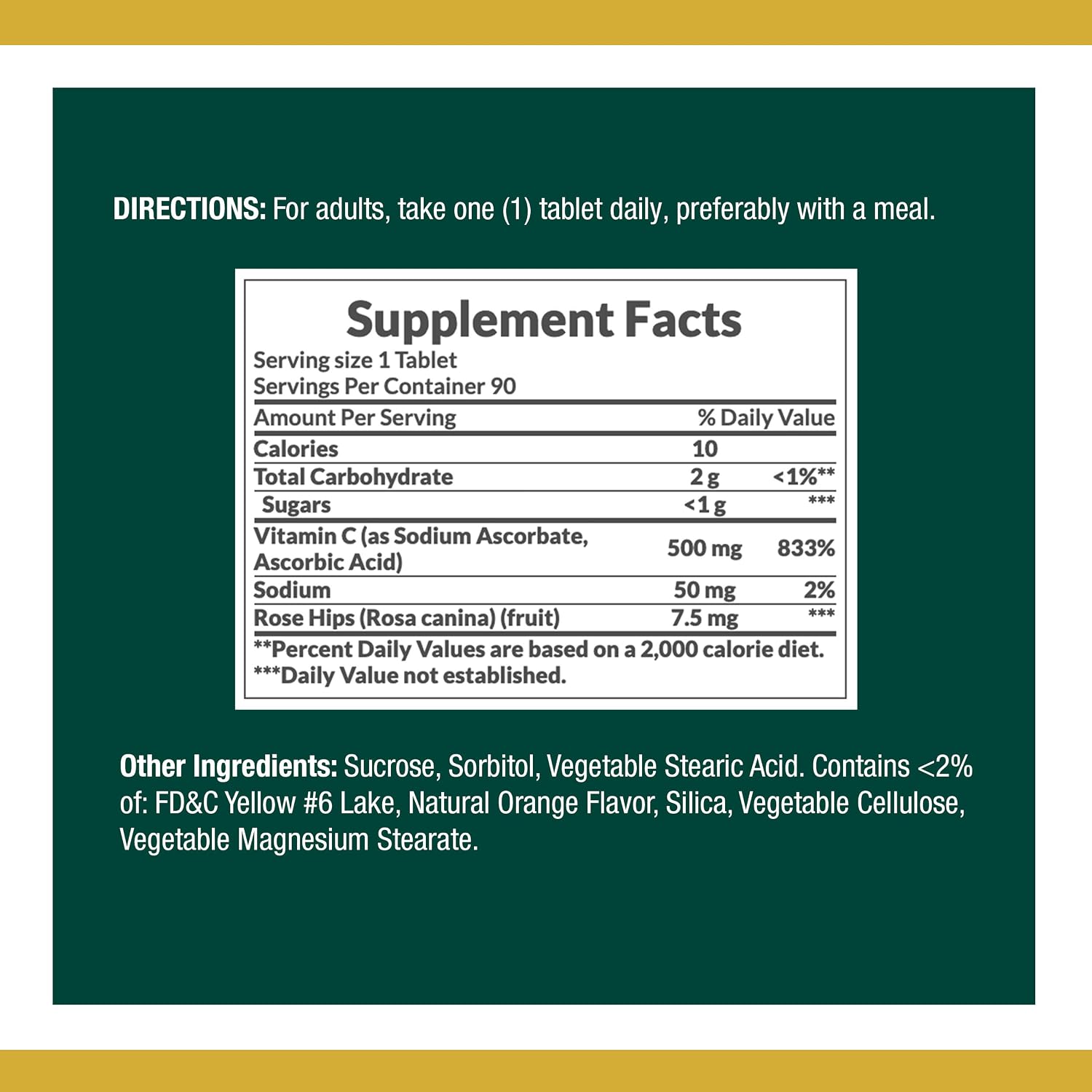 Nature's Bounty Vitamin C 500 mg with Rose Hips Chewable Tablets Orange Flavor (Pack of 2 x 90)