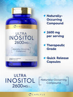 Carlyle Inositol 2600 mg - 200 Cápsulas - Myo-Inositol - No GMO, Sin Gluten