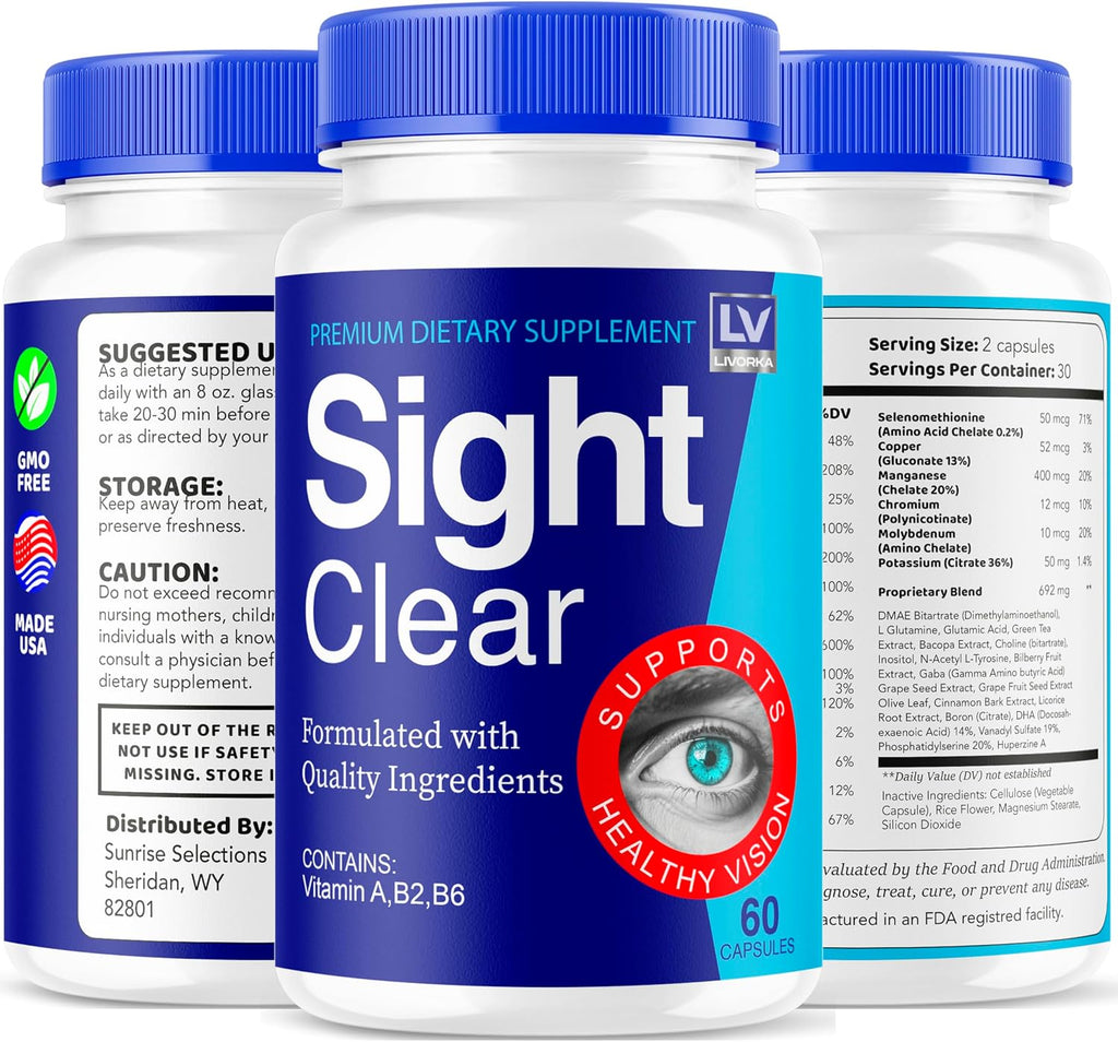 Sight Clear 20/20 Suplemento de Apoyo para la Visión - 3 Meses de Suministro - Paquete de 3