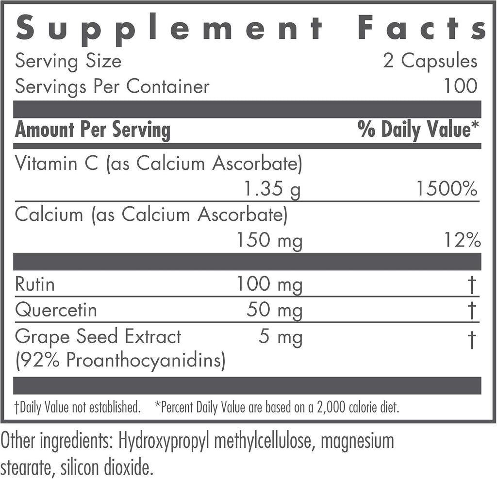 NutriCology Ester-C con Bioflavonoides - Ascorbato de Calcio - 200 Cápsulas