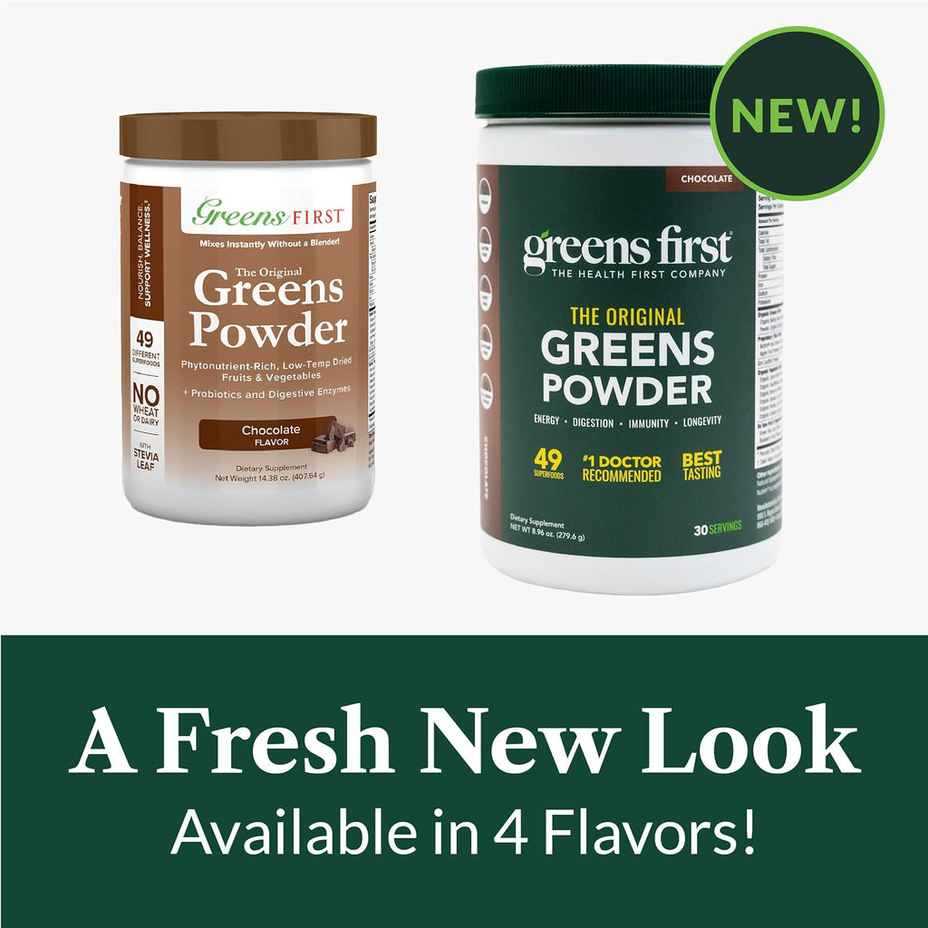 Greens First Original Greens Powder - 49 Superalimentos - Chocolate, 30 Porciones