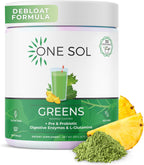 One Sol Greens, Super Greens en Polvo para Reducir la Hinchazón y Mejorar la Salud Digestiva, Mezcla de Superalimentos para Batidos, Prebiótico y Probiótico con Enzimas Digestivas, Vegano y Sin Soja