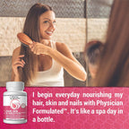 Healthy Hair Skin and Nails - Vitaminas para Cabello, Piel y Uñas con 7500 mcg de Biotina, Colágeno y Ácido Hialurónico - 60 Cápsulas