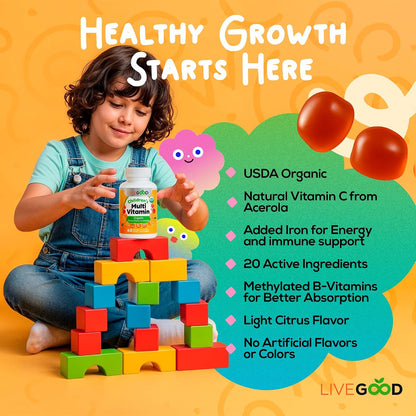 LIVEGOOD Gominolas Multivitamínicas – Desarrollo óseo saludable: La vitamina D contribuye al mantenimiento de los – Image 2