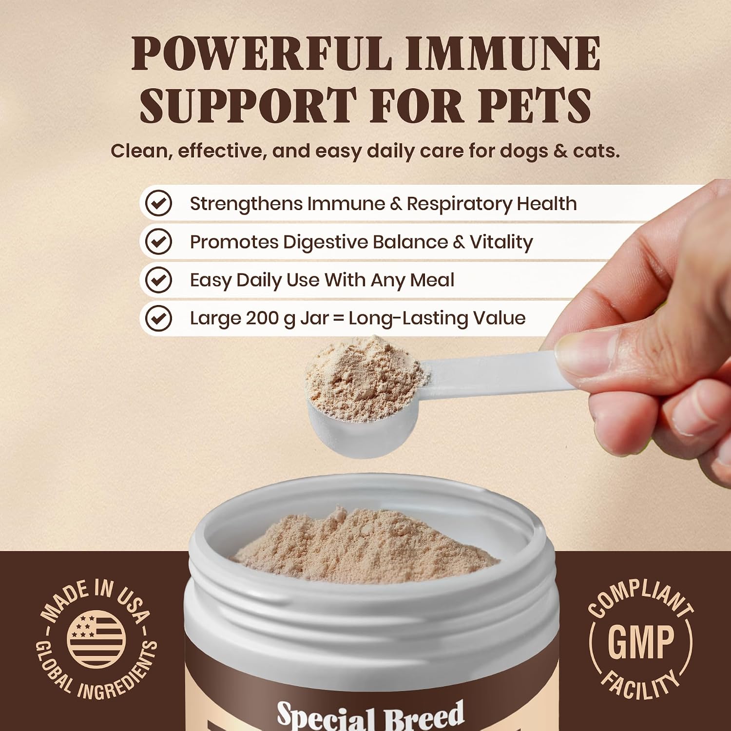 Special Breed Cola de Pavo Orgánica para Perros y Gatos – 200 cápsulas