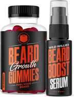 Kit de Crecimiento de Barba Wild Willies - Cápsulas y Sérum con Biotina y Cafeína - 60 Cápsulas