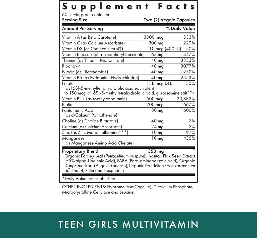Michael's Health Multivitamínico para Chicas Adolescentes - 120 Cápsulas Vegetarianas