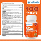 WELMATE - Famotidina 20mg Antiacido de Máxima Potencia, Alivio Rápido de la Acidez, 100 Comprimidos