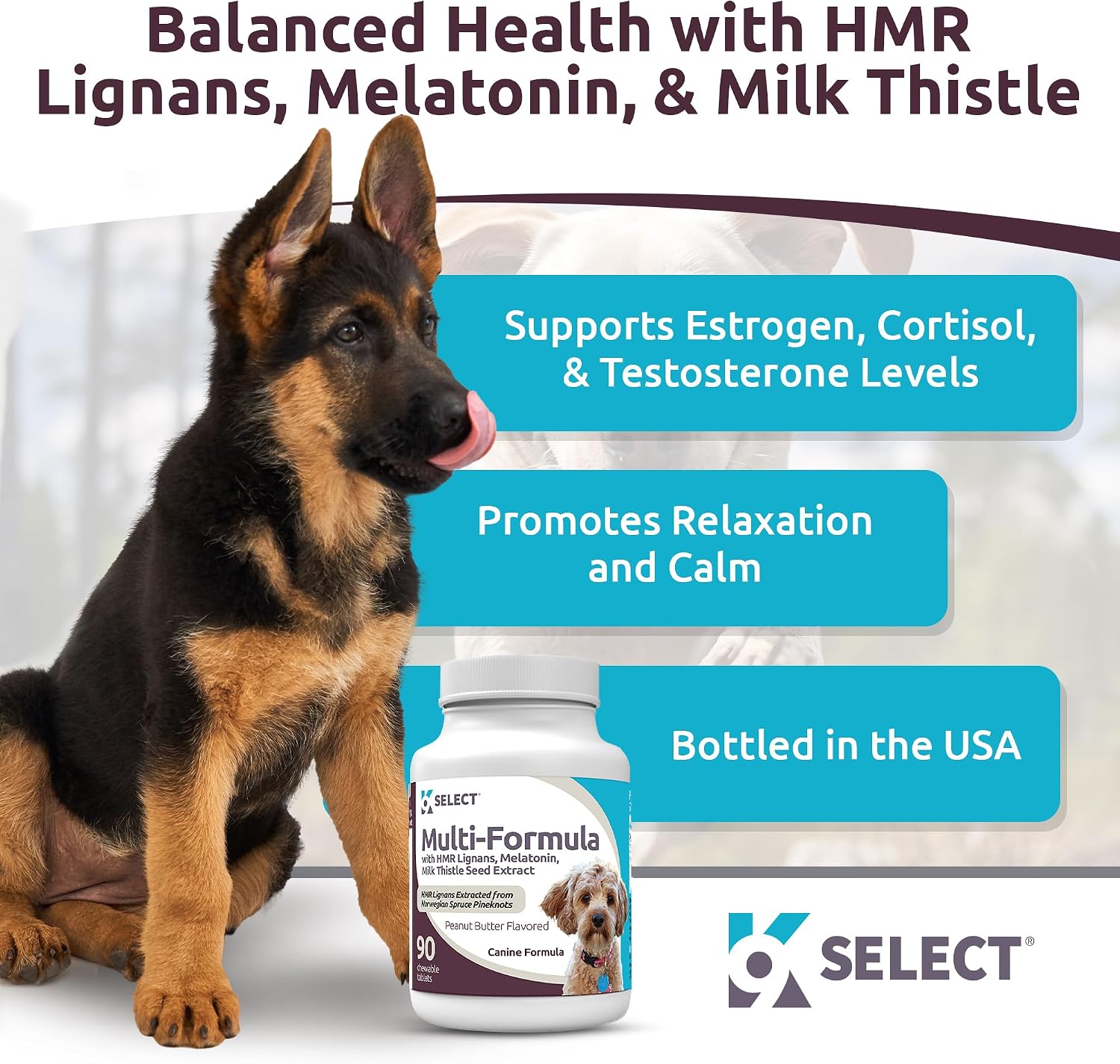K9 Select Multi-Formula Vitaminas para Perros Pequeños - 90 Comprimidos Masticables Sabor Mantequilla de Cacahuete