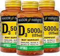 Mason Natural Vitamina D3 5000 UI (125 mcg) – Pack de 3 con 50 Softgels cada uno