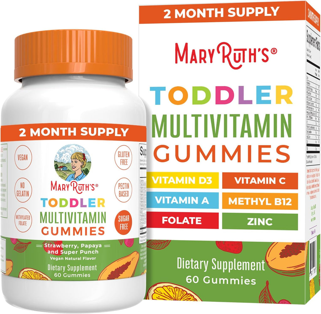 MARYRUTH'S Sugar Free Vitamin Gummies for Kids Age 2 | 2 Month Supply Multivitamin with Vitamin C, D3, Zinc | 1 Gummy Per Day | Toddler Vitamins | Sugar Free | Vegan | Non GMO | 60 Count