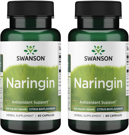 Swanson Naringina 500 mg - Bioflavonoide Cítrico Antioxidante (60 Cápsulas, Paquete de 2) – Image 1