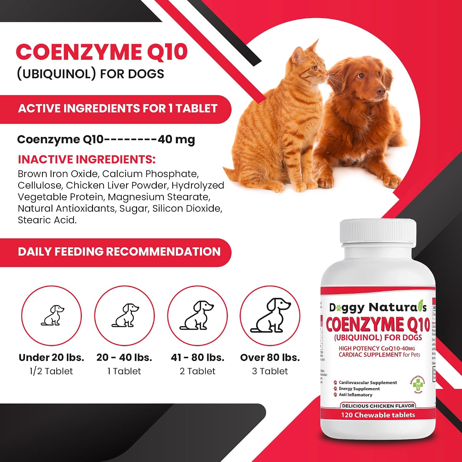 Coenzima Q10 para Perros – Ubiquinol 40mg (120 Comprimidos) – Pet Health Pharma