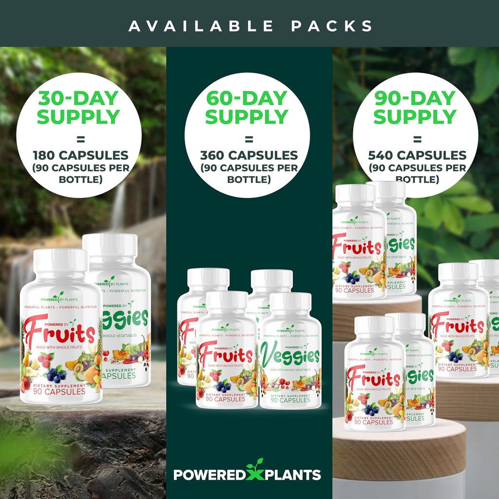 Fruits & Veggies Cápsulas - Superalimento Natural con Vitaminas y Minerales - Suplemento de Frutas y Verduras para Adultos (Paquete de 6, 90 Cápsulas cada uno)