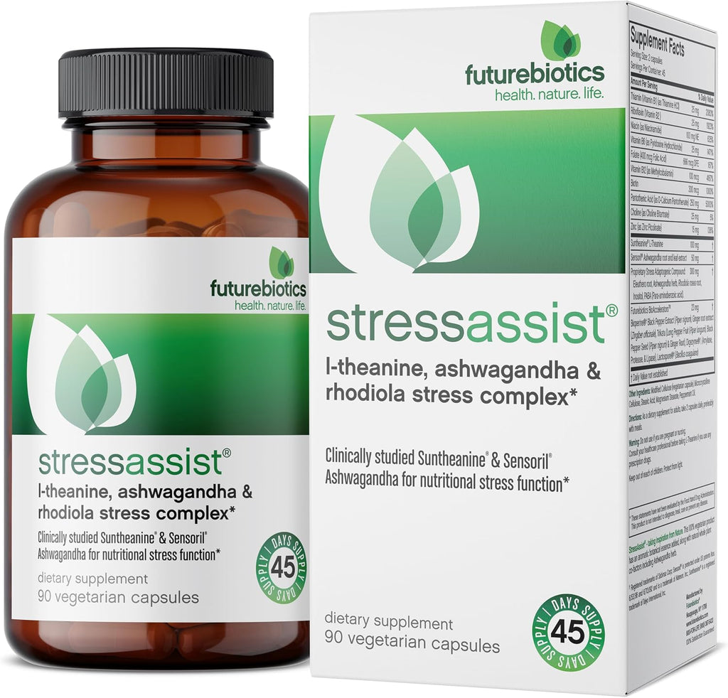 Futurebiotics StressAssist Complexo Anti-Estrés con L-teanina, Ashwagandha y Rhodiola - 90 Cápsulas Vegetarianas