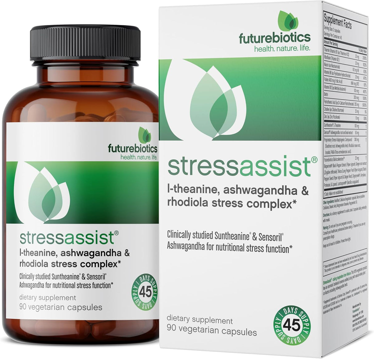 Futurebiotics StressAssist Complexo Anti-Estrés con L-teanina, Ashwagandha y Rhodiola - 90 Cápsulas Vegetarianas – Image 7