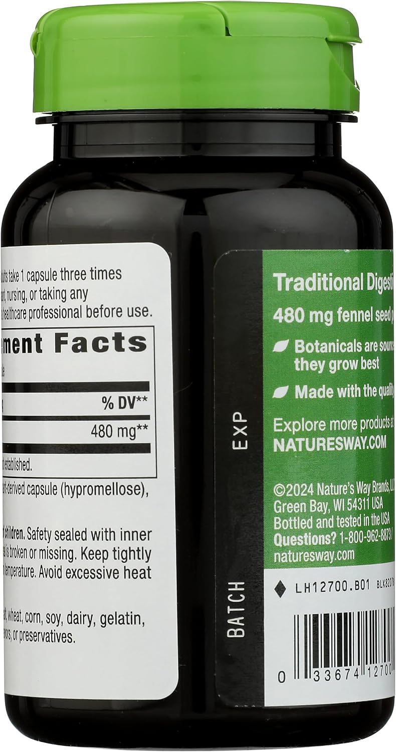 Nature's Way Semillas de Hinojo, 480 mg por dosis, 100 Cápsulas