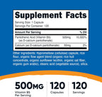 Nutricost Ácido Pantoténico (Vitamina B5) 500mg, 120 Cápsulas