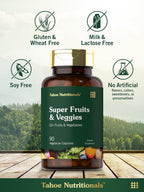 Tahoe Nutritionals Super Fruits and Veggies Cápsulas - 90 Cápsulas - Complemento Vegetariano, No Transgénico y Sin Gluten