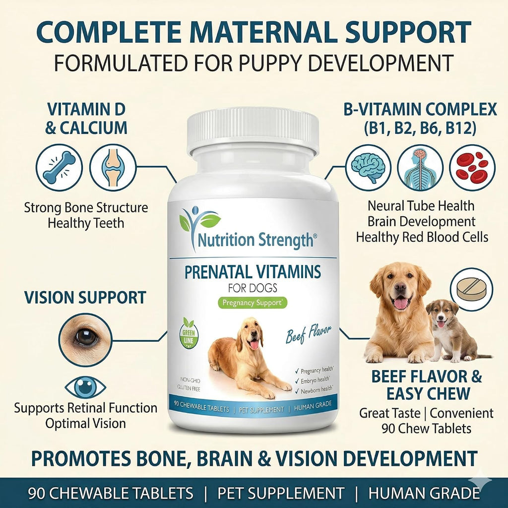 Nutrition Strength Vitaminas Prenatales para Perros - 90 Comprimidos Masticables